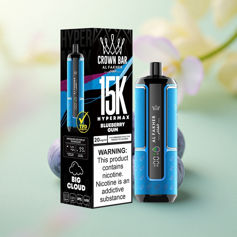 Al Fakher Crown Bar 15K Hypermax Blueberry Gum 22ml 600mAh DTL 6mg Nicotine