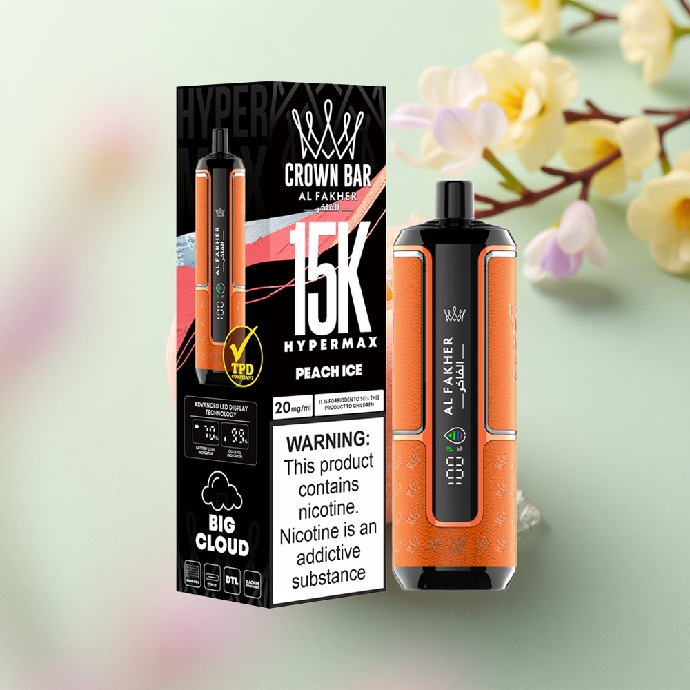 Al Fakher Crown Bar 15K Hypermax Peach Ice 22ml 6mg Nicotine