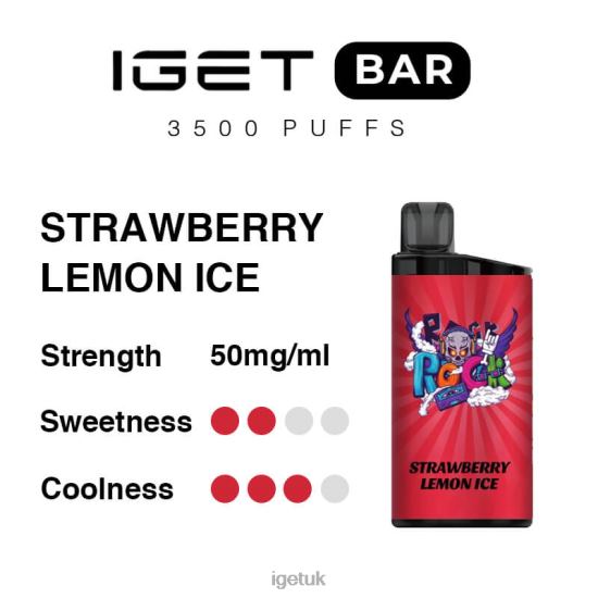 IGET Vape UK Bar 3500 Puffs Strawberry Lemon Ice R4J2L293