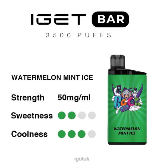 IGET Vape London Bar 3500 Puffs Watermelon Mint Ice R4J2L304